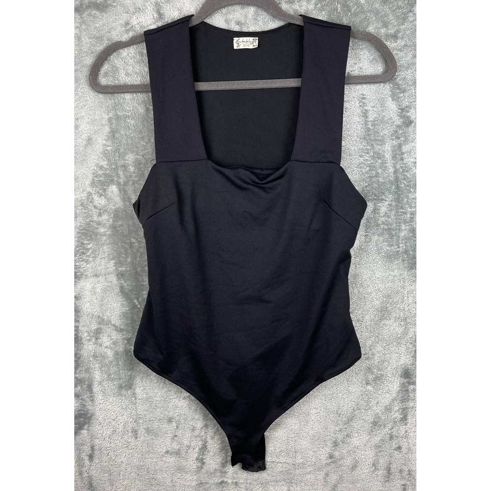 Intimately‎ Free People Sleeveless Bodysuit Size Medium Black Thong Square Neck